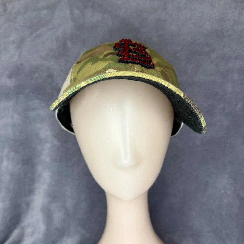 '47 Brand St. Louis Cardinals‎ Hat Women OSFA Camo Red Rhinestone Trucker Cap